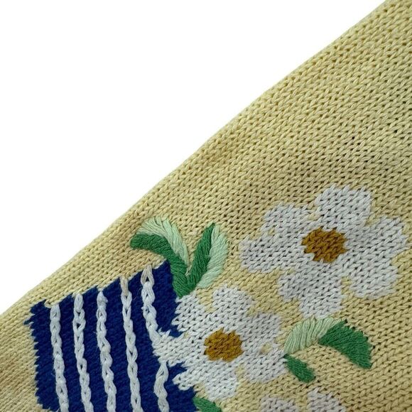 Vintage Talbots Medium Hand Knit Sweater Cardigan Linen Cotton Womens - Picture 15 of 16